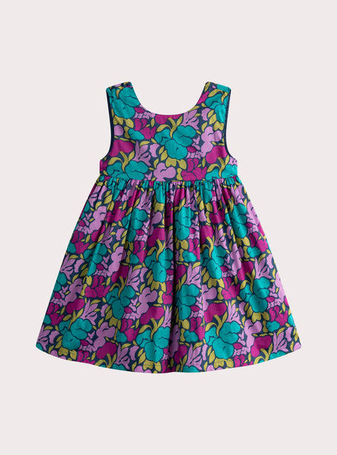 Reversible Blue Floral Print Cotton Dress