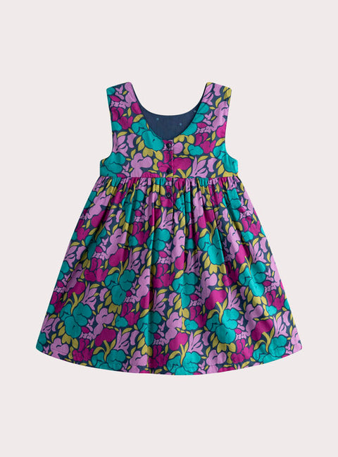 Reversible Blue Floral Print Cotton Dress