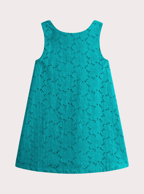 Turquoise Broderie Anglaise Cotton Sundress