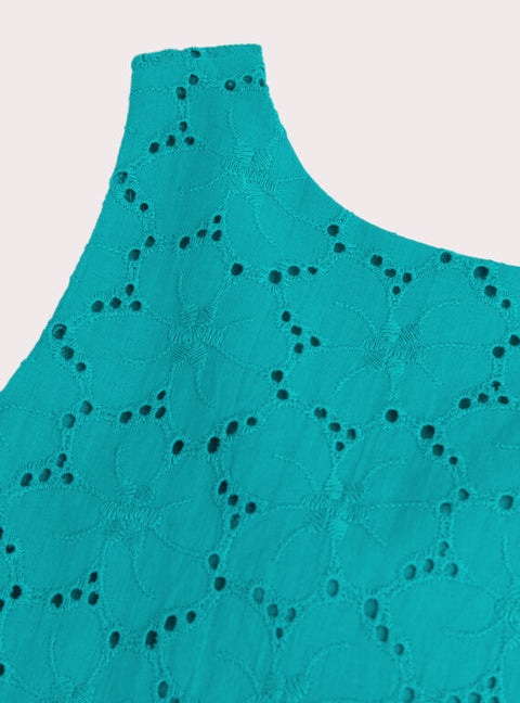 Turquoise Broderie Anglaise Cotton Sundress