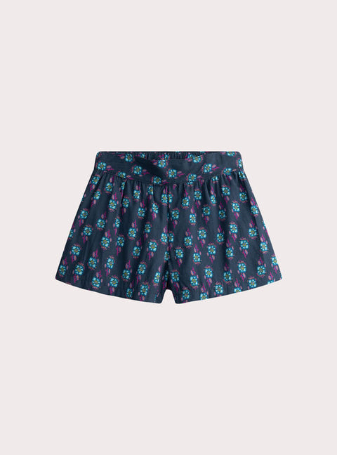 Blue Floral Print Viscose Shorts