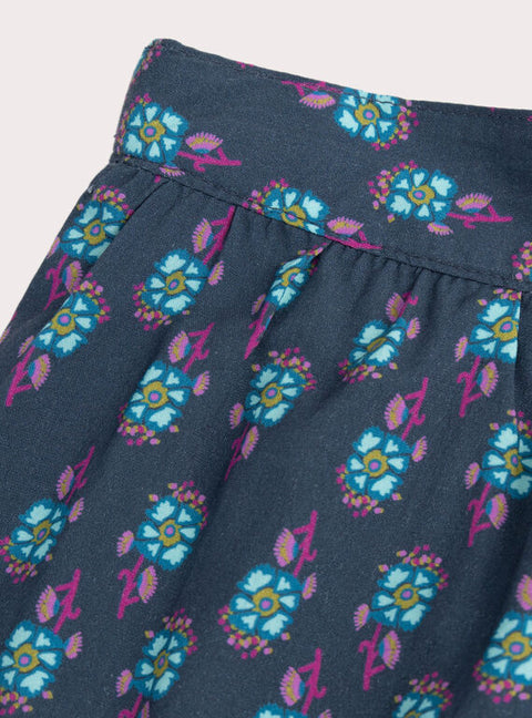 Blue Floral Print Viscose Shorts