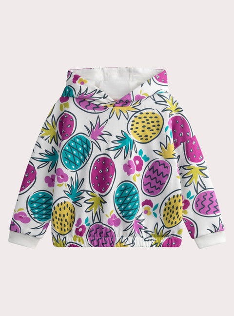 Lined Pineapple Print Cotton Rich Hoodie