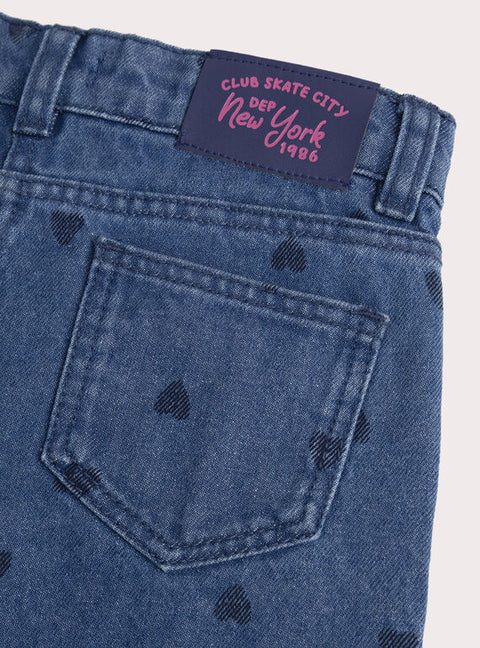 Heart Print Denim Jeans