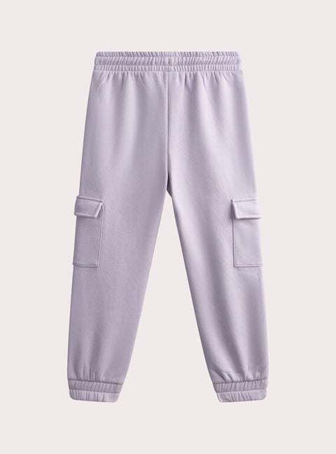 Purple Cotton Fleece Cargo Joggers