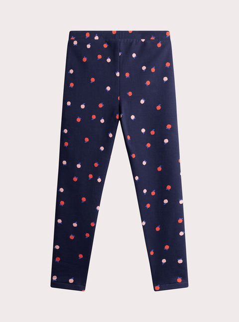 Navy Apple Print Stretch Trousers