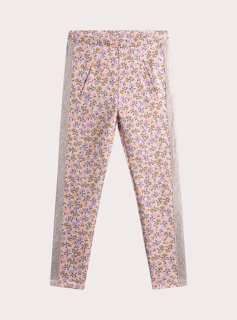 Pink Floral Print Stretch Trousers