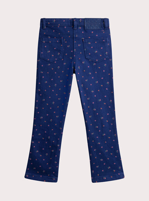 Printed Stretch Navy Cotton Rich Trousers