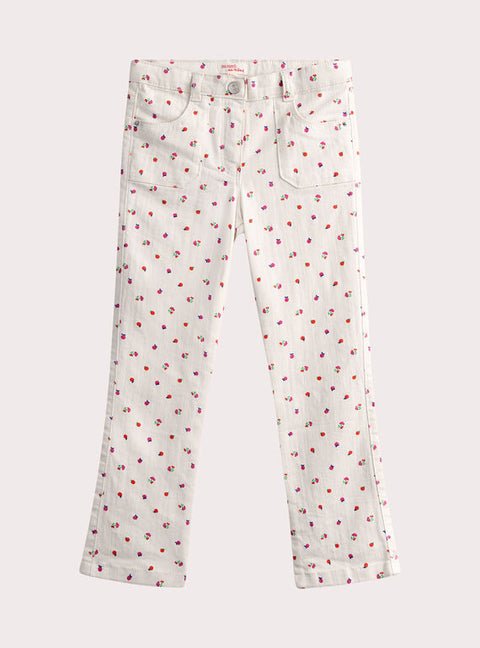 Printed Stretch Cream Cotton Rich Trousers