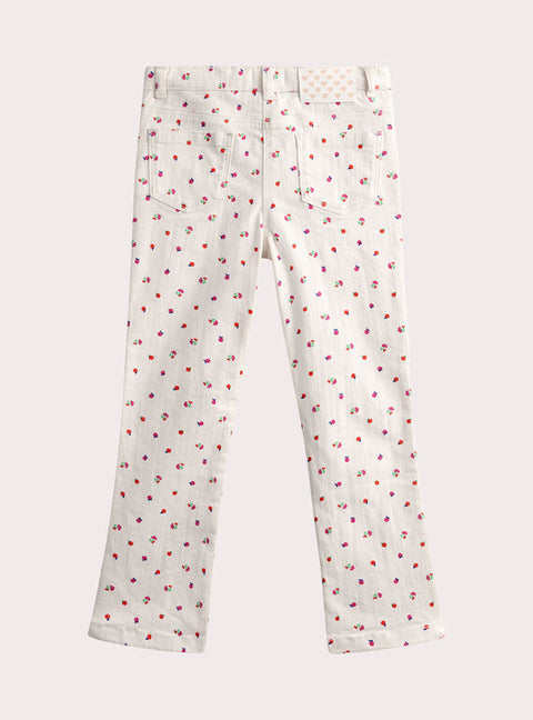 Printed Stretch Cream Cotton Rich Trousers