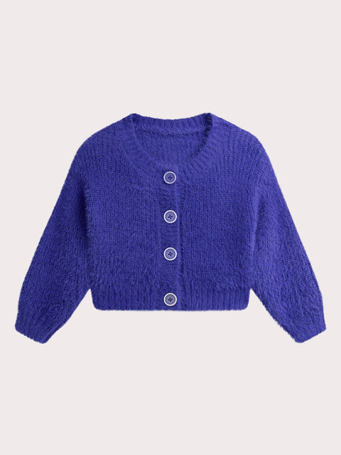 Blue Cardigan With Oversized Buttons