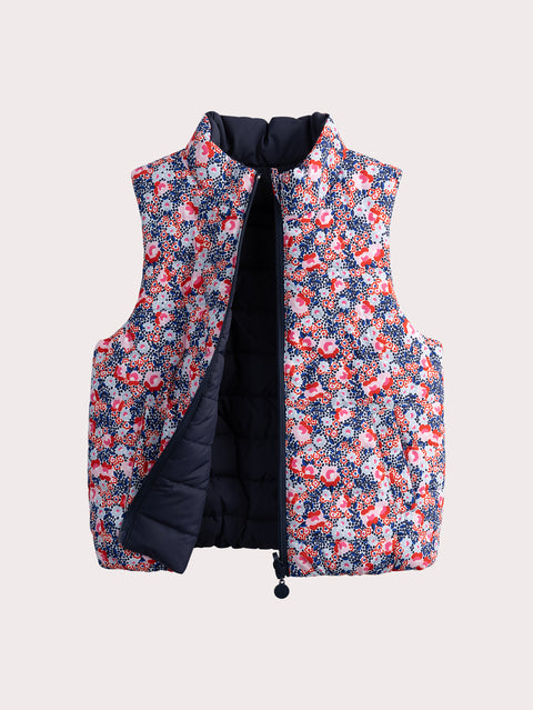 Reversible Navy Floral Print Gilet