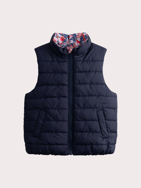 Reversible Navy Floral Print Gilet