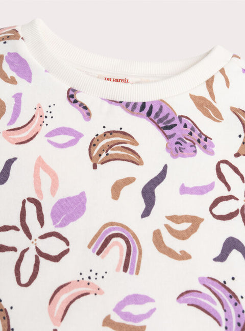 Cream Graphic Print Fleece Sweatshirt Dress