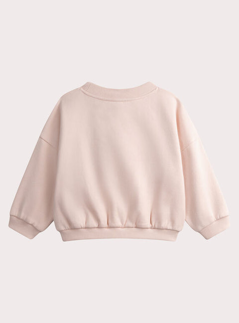 Sequined Pale Pink Cotton Fleece Sweatshirt