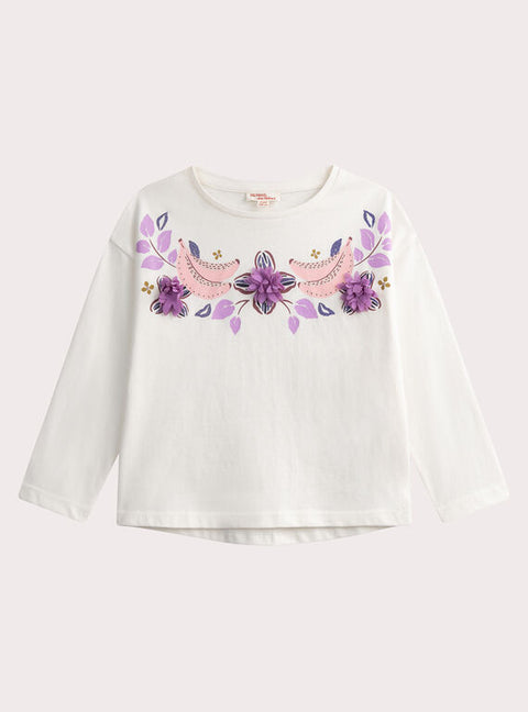 Nude Embroidered Cotton T-shirt