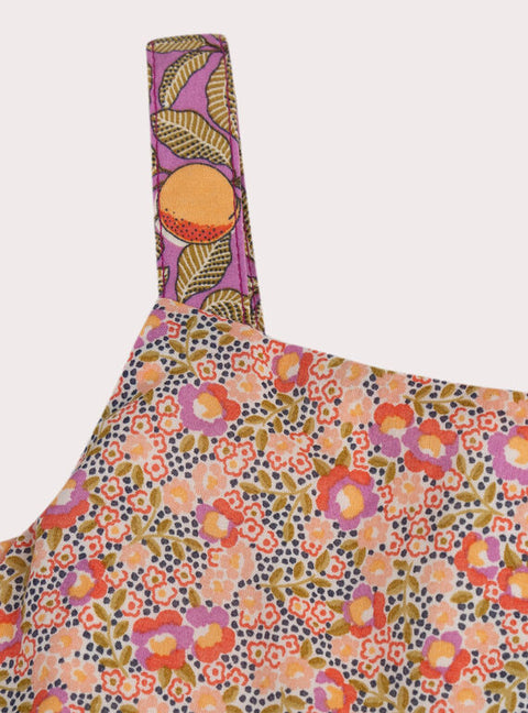 Orange Floral Print Cotton Sundress