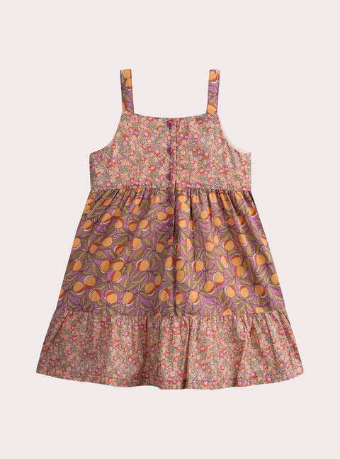 Orange Floral Print Cotton Sundress