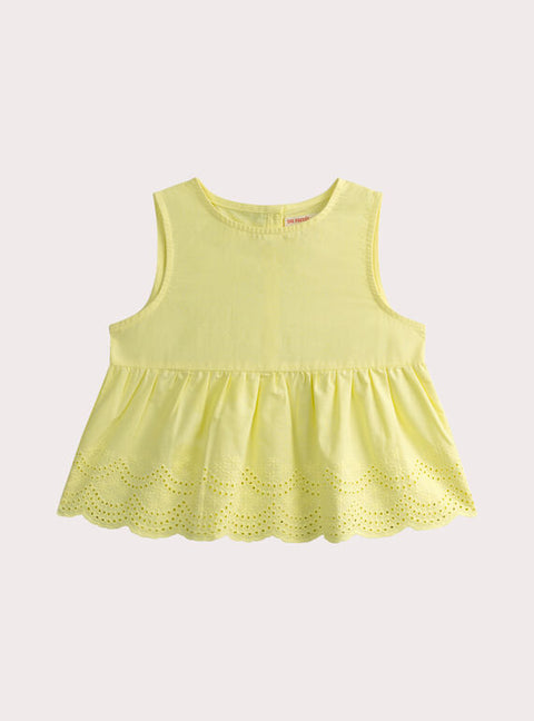 Yellow Sleeveless Cotton Blouse