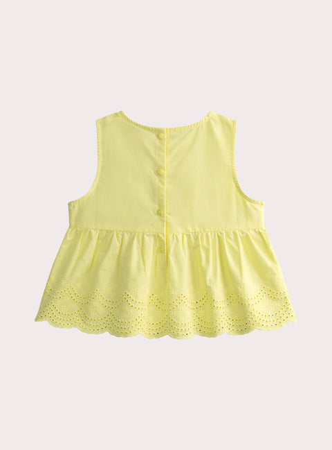 Yellow Sleeveless Cotton Blouse