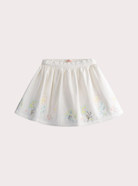 Embroidered Cream Cotton Skirt