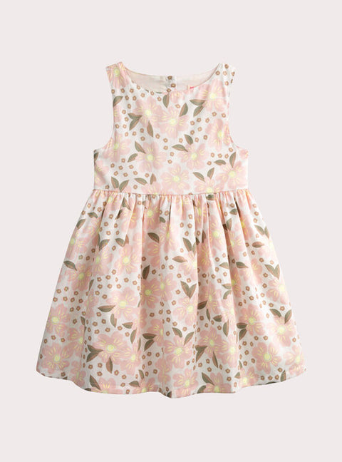 Pink Floral Print Cotton Summer Dress