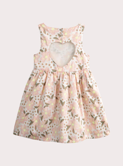 Pink Floral Print Cotton Summer Dress