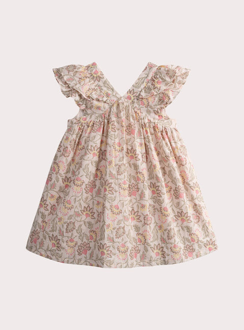 Lined Pink Floral Print Cotton Sundress