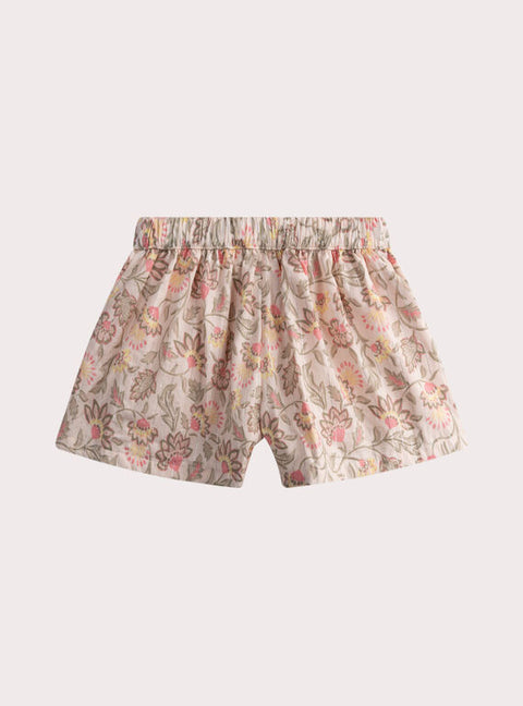 Pink Floral Print Cotton Shorts