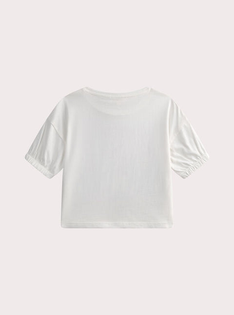 Cream Short Sleeve Cotton T-shirt