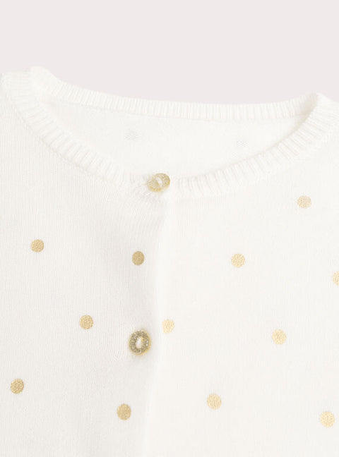 Cream Glitter Polka Dot Cotton Rich Cardigan