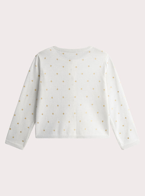 Cream Glitter Polka Dot Cotton Rich Cardigan