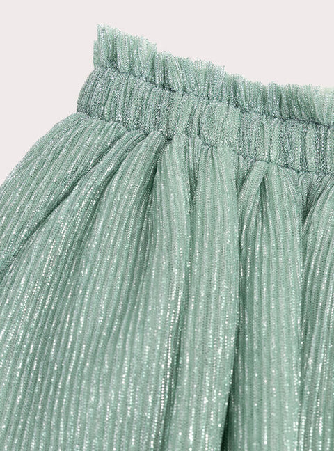 Pleated Green Tulle Skirt