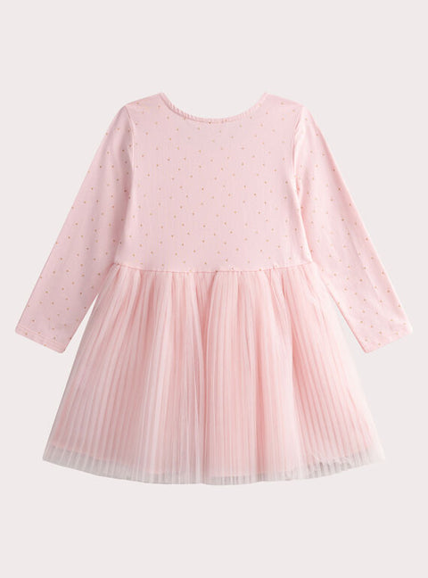 Pink Jersey Dress With Voile Skirt