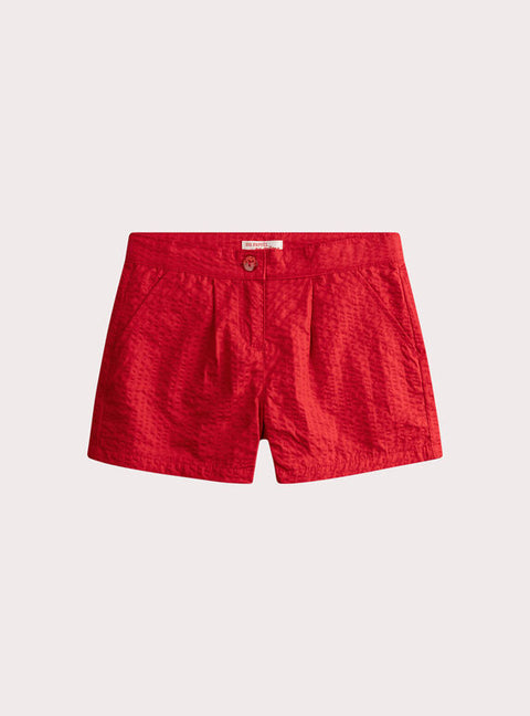 Red Seersucker Shorts