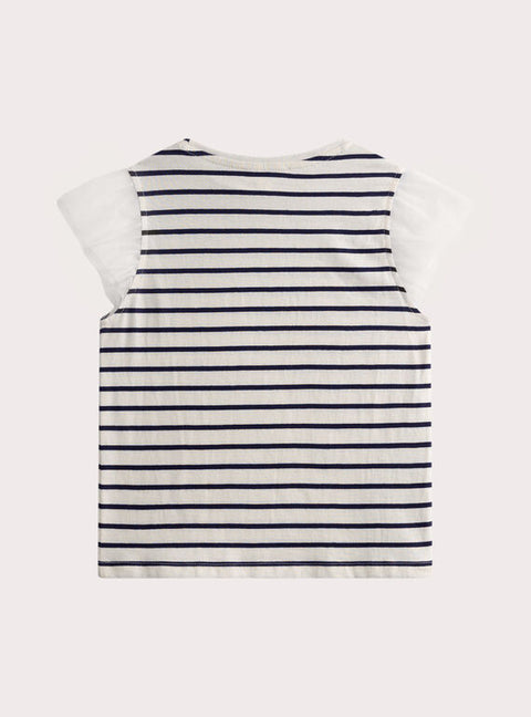 Navy & Cream Stripe Cotton T-shirt