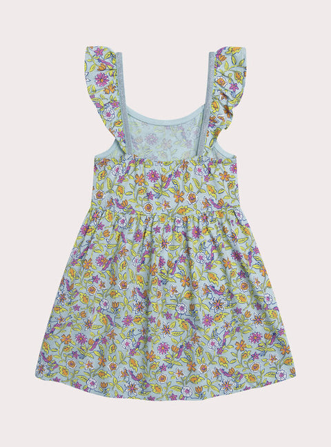 Blue Floral Print Cotton Jersey Sundress