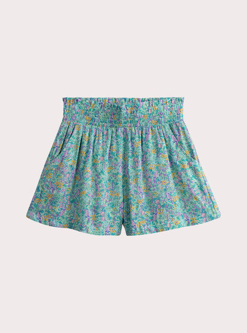 Turquoise Liberty Print Viscose Shorts