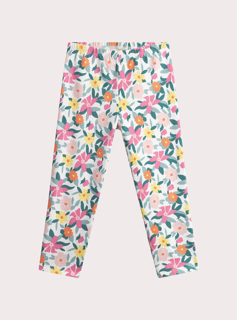 Cream Floral Print Cotton Fleece Pyjamas