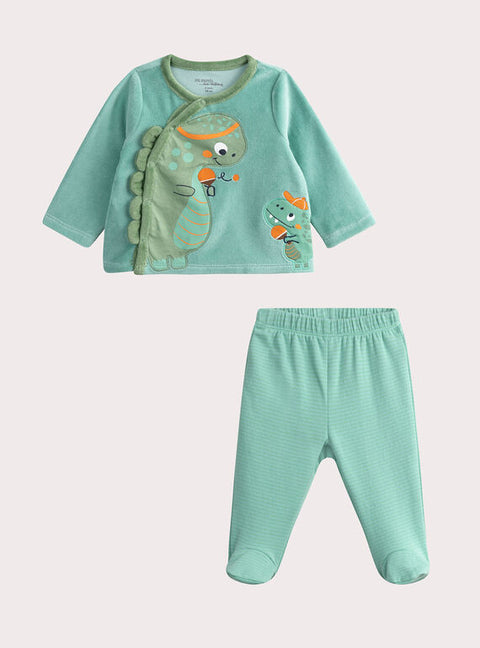 Green Velour Dinosaur Pyjamas