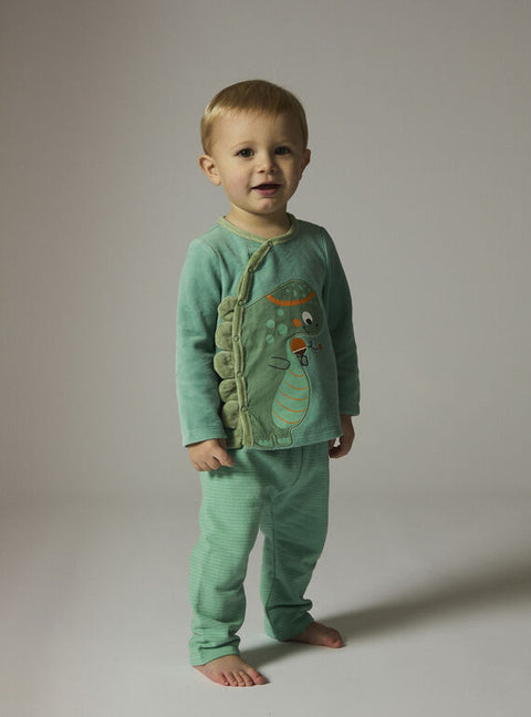 Green Velour Dinosaur Pyjamas