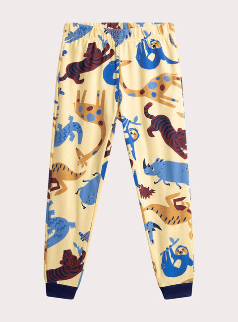 Cream Jungle Animal Print Cotton Pyjamas