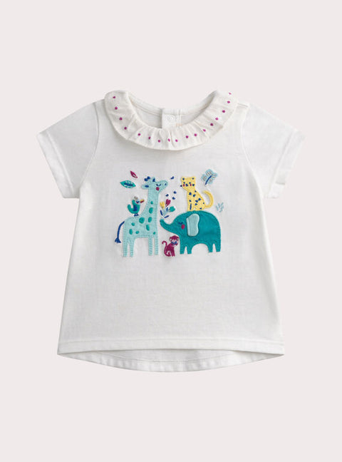 White Animal Animation Cotton T-shirt