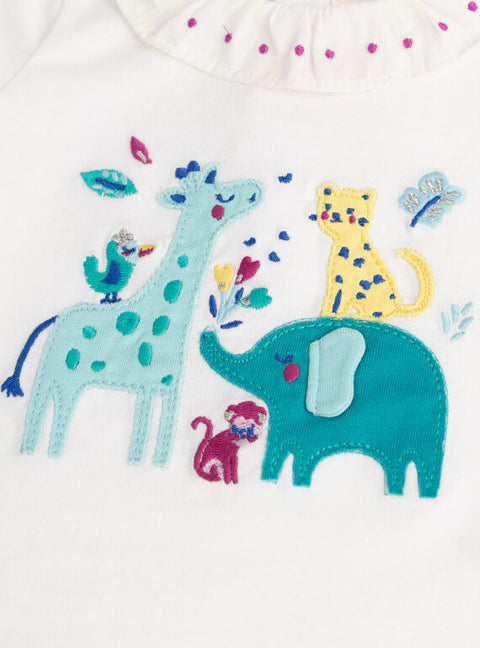 White Animal Animation Cotton T-shirt