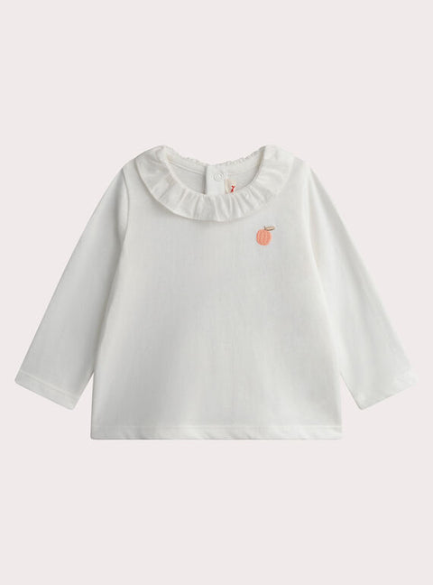 Off White Ruffle Collar T-shirt