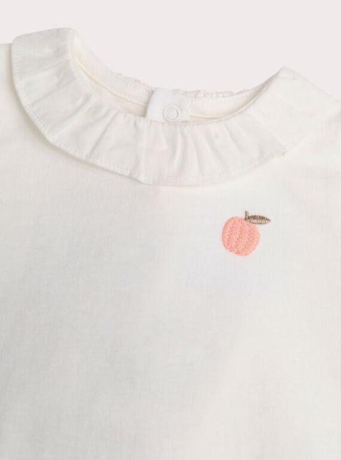 Off White Ruffle Collar T-shirt