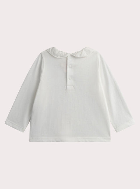 Off White Ruffle Collar T-shirt