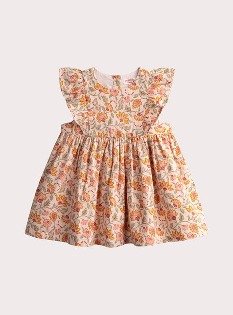 Lined Floral Print Cotton Dress