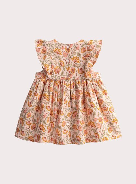 Lined Floral Print Cotton Dress