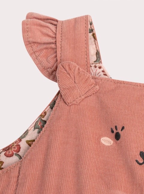 Short Lined Pink Corduroy Dungarees